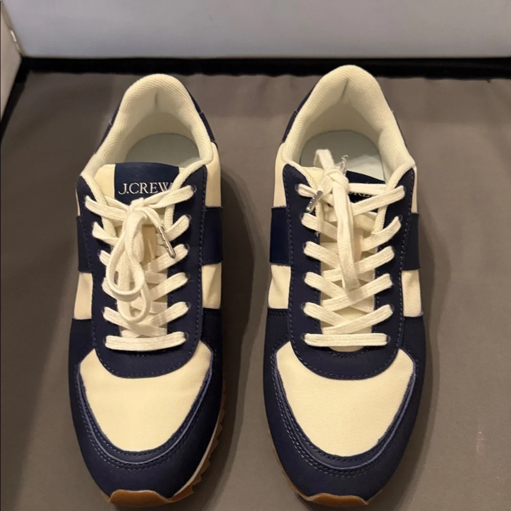 J. Crew women size 6 Navy and Cream Sneakers new without box‎
